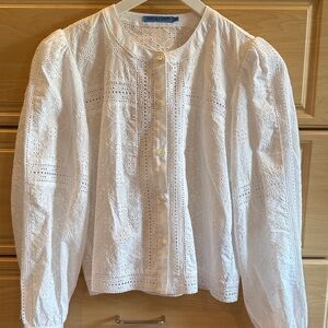 J. McLaughlin White Eyelet Blouse XS